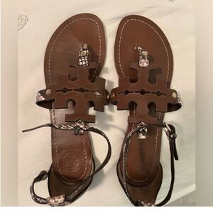 Tory Burch Phoebe Snakeskin/brown sandals